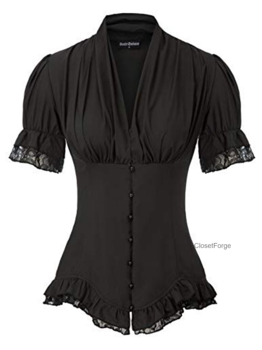 Victorian Style Blouse Short Sleeve Ruffled Top